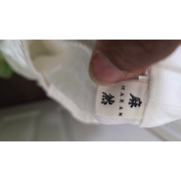 Mara Beach Festival White Elastic Waist Culottes Red Embroidered Pocket Linen - Picture 7 of 7